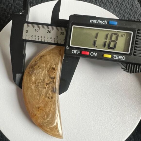 Golden Mica Crystal Crescent Moon Carving (2) - Picture 7 of 9